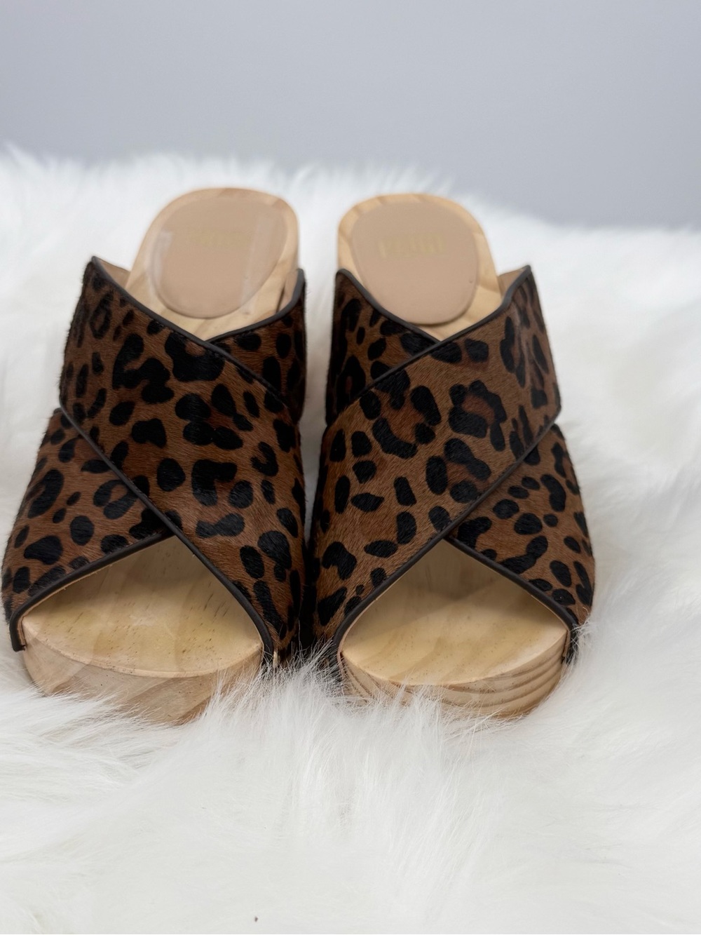 Paige Jules Genuine Calf Hair Mules Brown Leopard‎ Size 8.5 - Picture 2 of 7